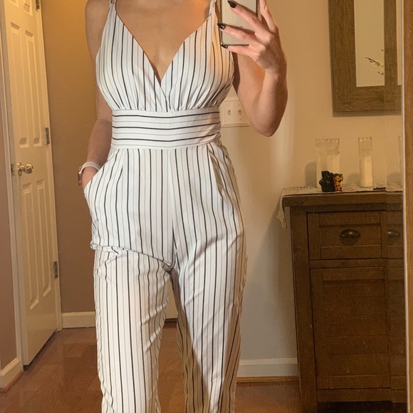 Pants - Black and white sexy jumpsuit